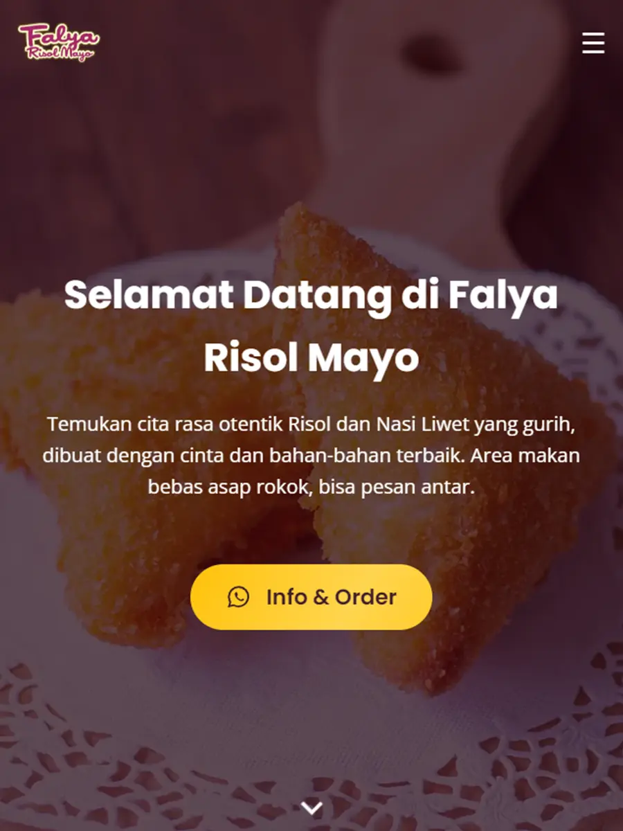 Falya Risol Mayo homepage on a smartphone