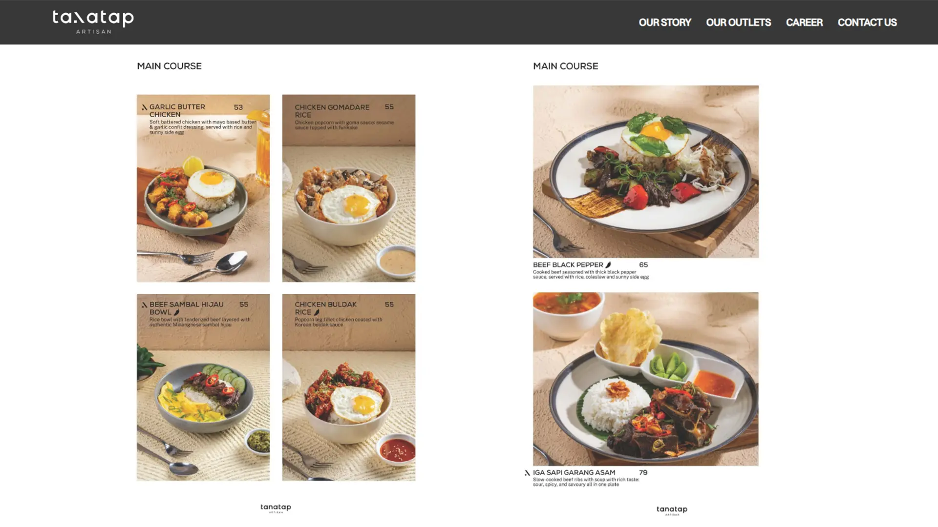 Clean and modern menu design